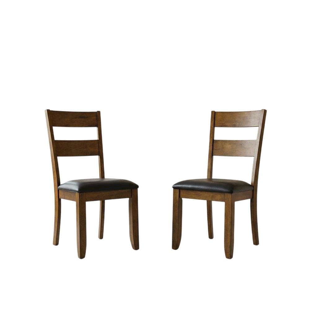 Rustic Whiskey Ladderback Side Chairs with Upholstered Seats (2 Pack). Picture 1