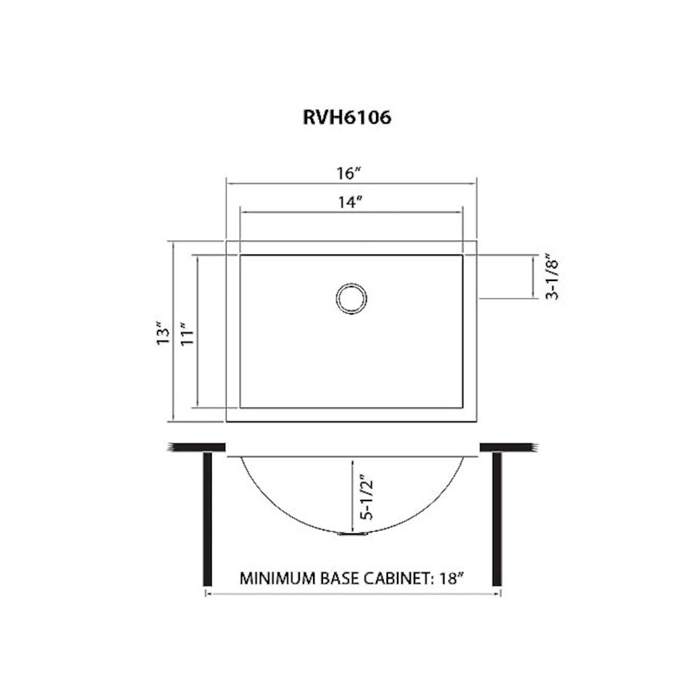 16 x 13 inch Brushed Stainless Steel Rectangular Bathroom Sink Undermount. Picture 7