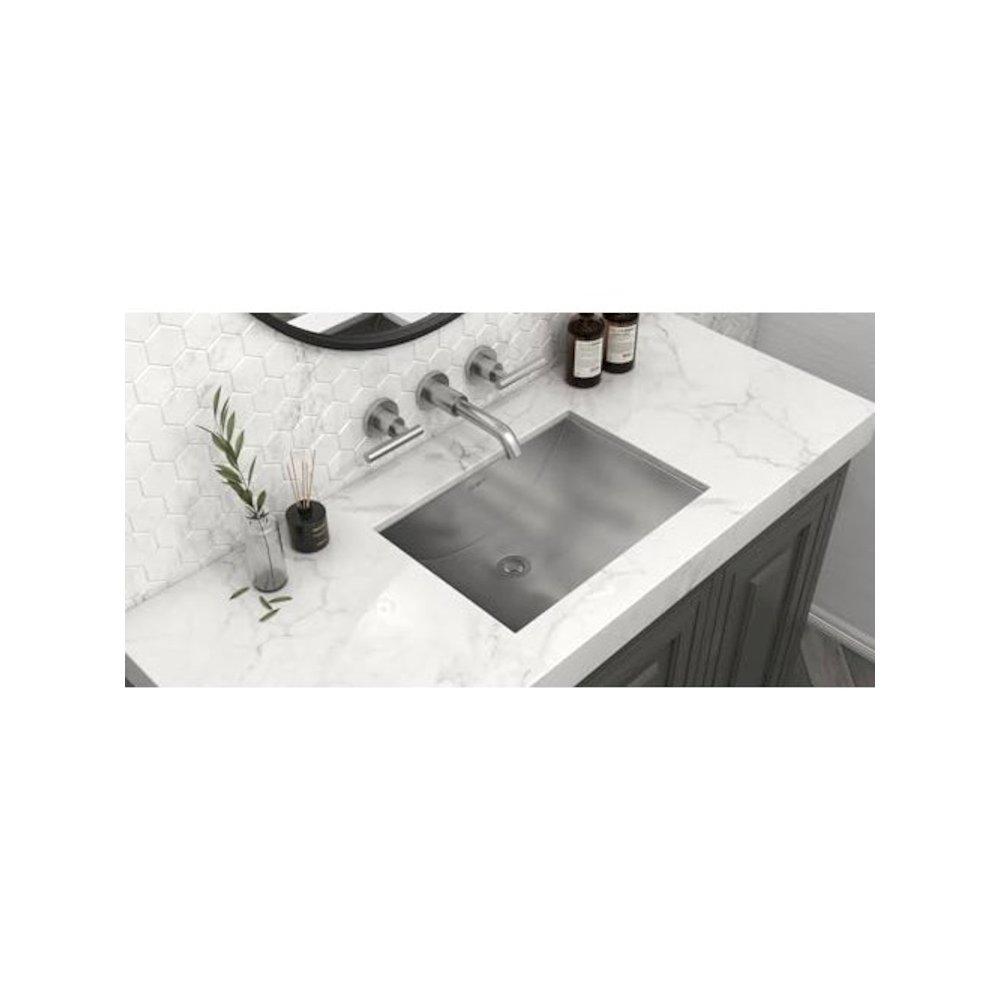 16 x 13 inch Brushed Stainless Steel Rectangular Bathroom Sink Undermount. Picture 8