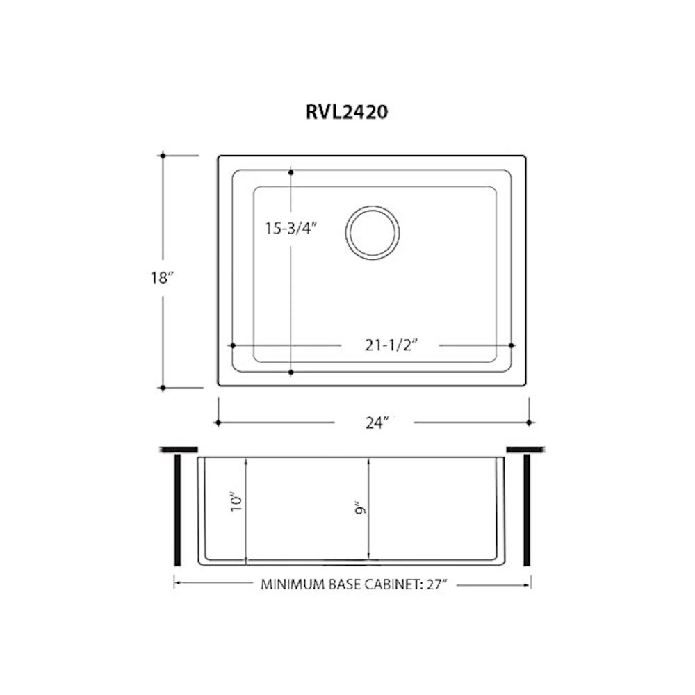 24-inch Fireclay Undermount / Drop-in Topmount Kitchen Sink Single Bowl. Picture 7