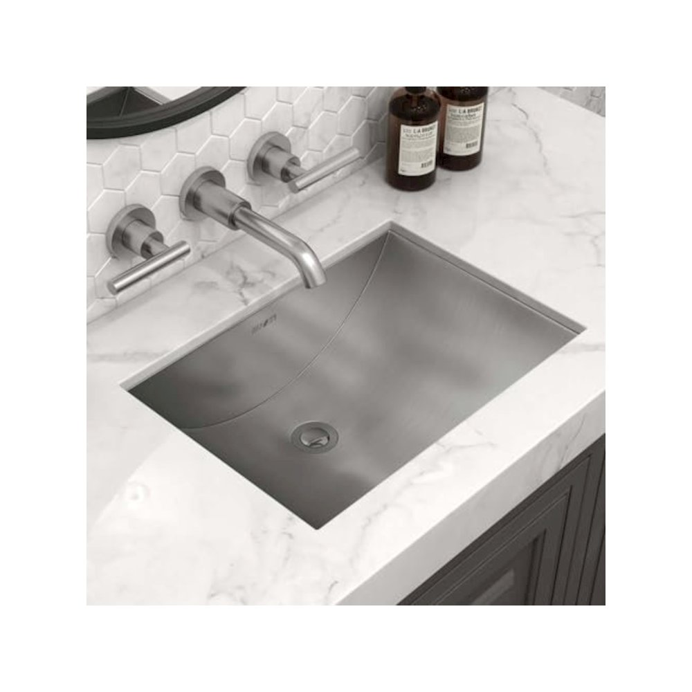 16 x 13 inch Brushed Stainless Steel Rectangular Bathroom Sink Undermount. Picture 2