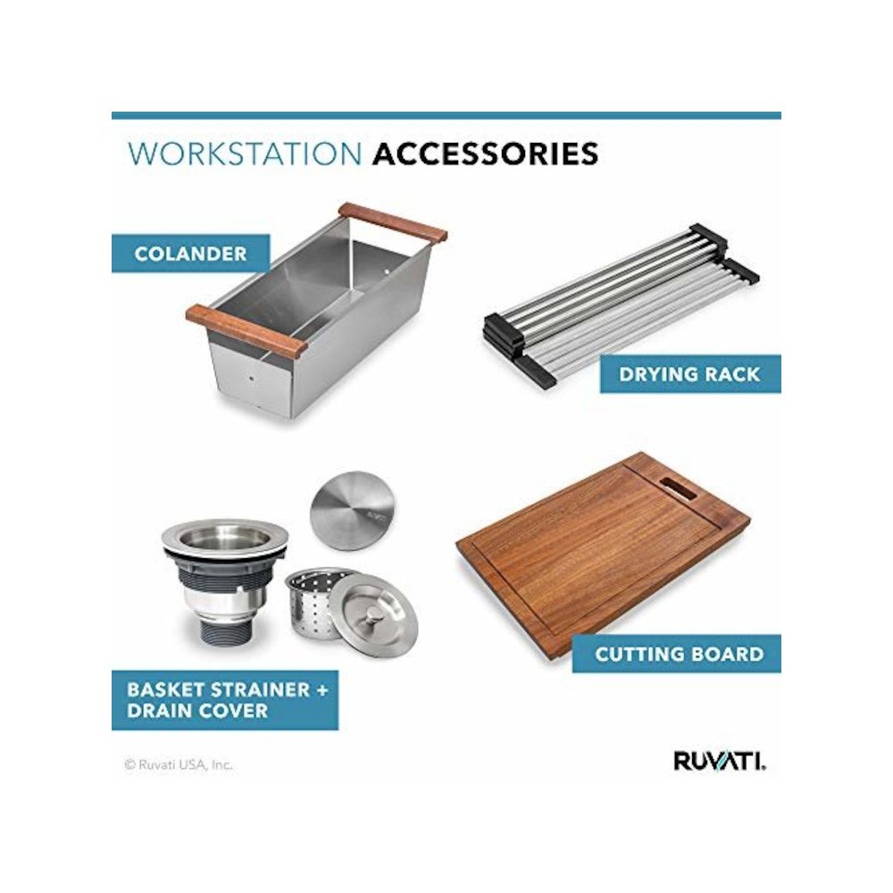 33-inch Workstation Ledge Rounded Corners Undermount 16 Kitchen Sink Single Bowl. Picture 6