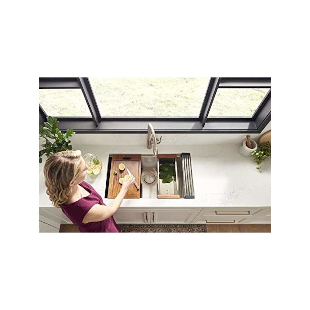 33-inch Workstation Ledge Rounded Corners Undermount 16 Kitchen Sink Single Bowl. Picture 4