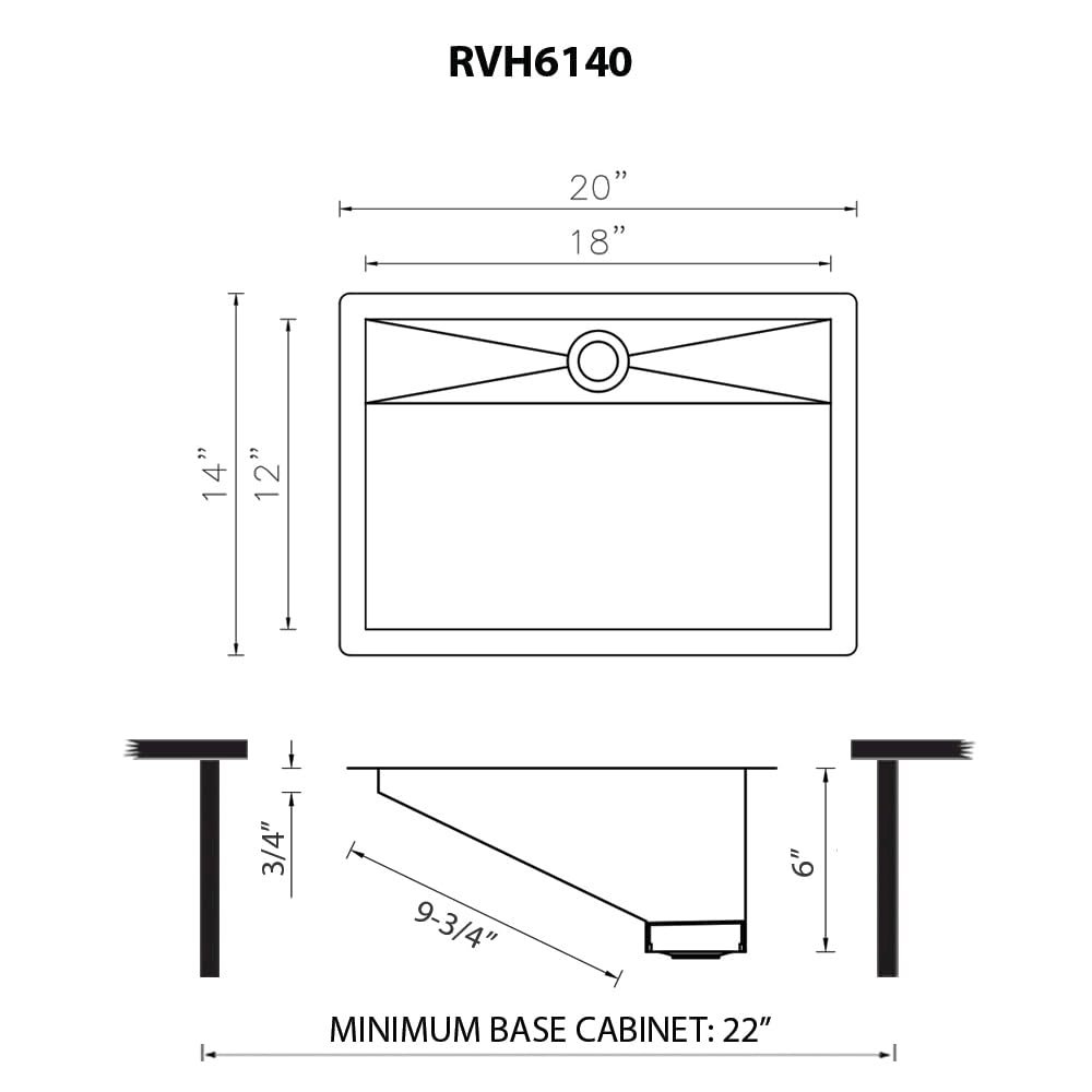 20 x 14 inch Brushed Stainless Steel Undermount Bathroom Sink Stainless Steel. Picture 5