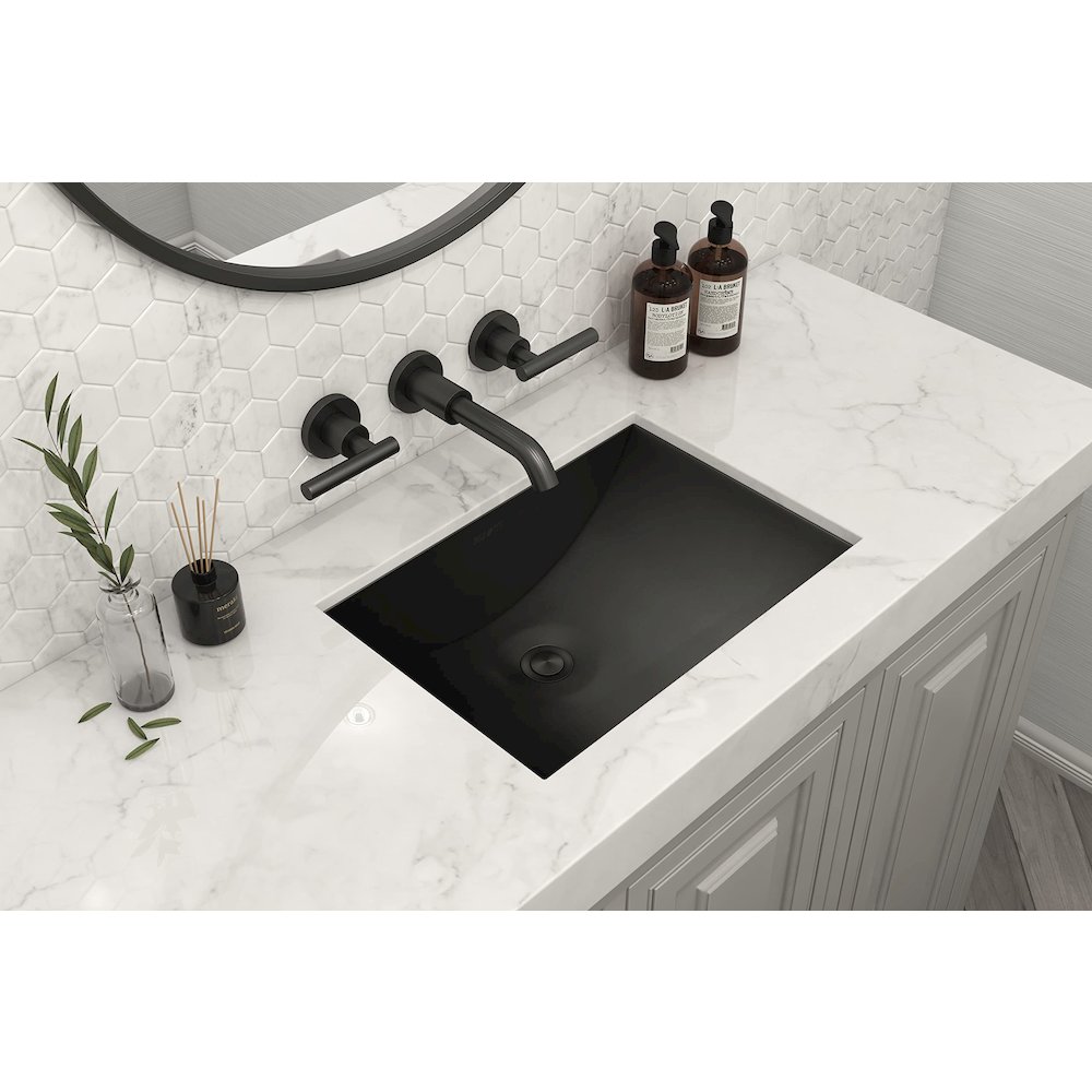 30 x 14 inch Gunmetal Black Stainless Steel Rectangular Bathroom Sink Undermount. Picture 2