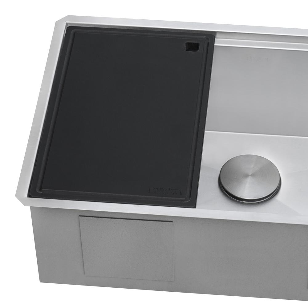 Ruvati 17 x 11 inch Black Resin Thick Cutting Board for Ruvati Workstation Sinks - RVA1217BLK. Picture 1