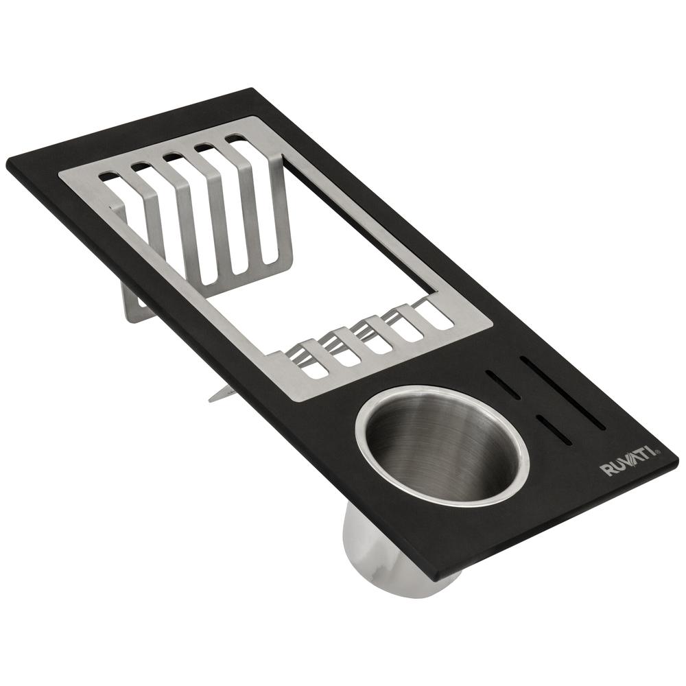 Ruvati Black Composite Dish Plate and Silverware Caddy Drying Rack. Picture 1