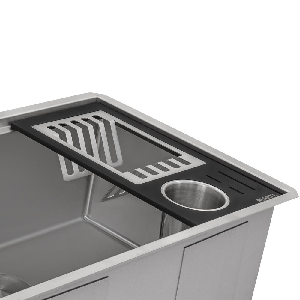Ruvati Black Composite Dish Plate and Silverware Caddy Drying Rack. Picture 3