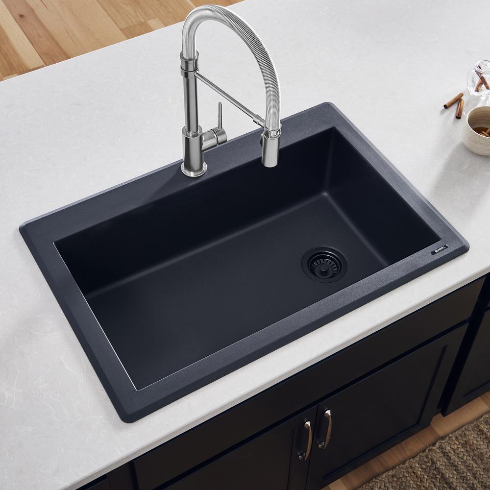 Ruvati 33 x 22 inch epiGranite Drop-in Topmount Single Bowl Kitchen Sink. Picture 1