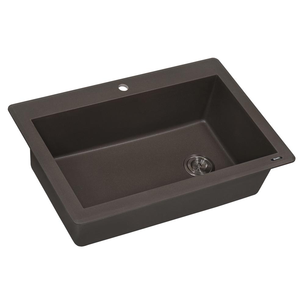 Ruvati 33 x 22 inch epiGranite Drop-in Topmount Single Bowl Kitchen Sink. Picture 4