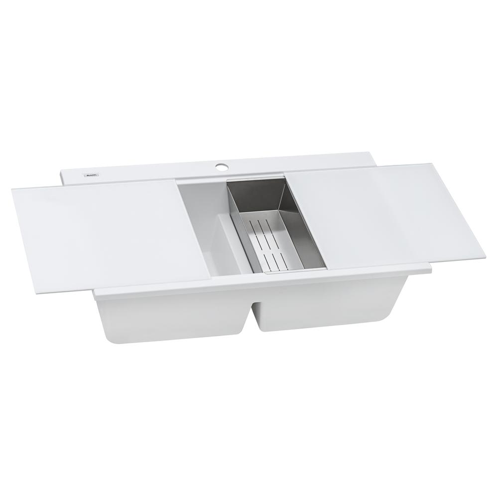 Ruvati 34 inch epiGranite Topmount Workstation Ledge Kitchen Sink. Picture 10