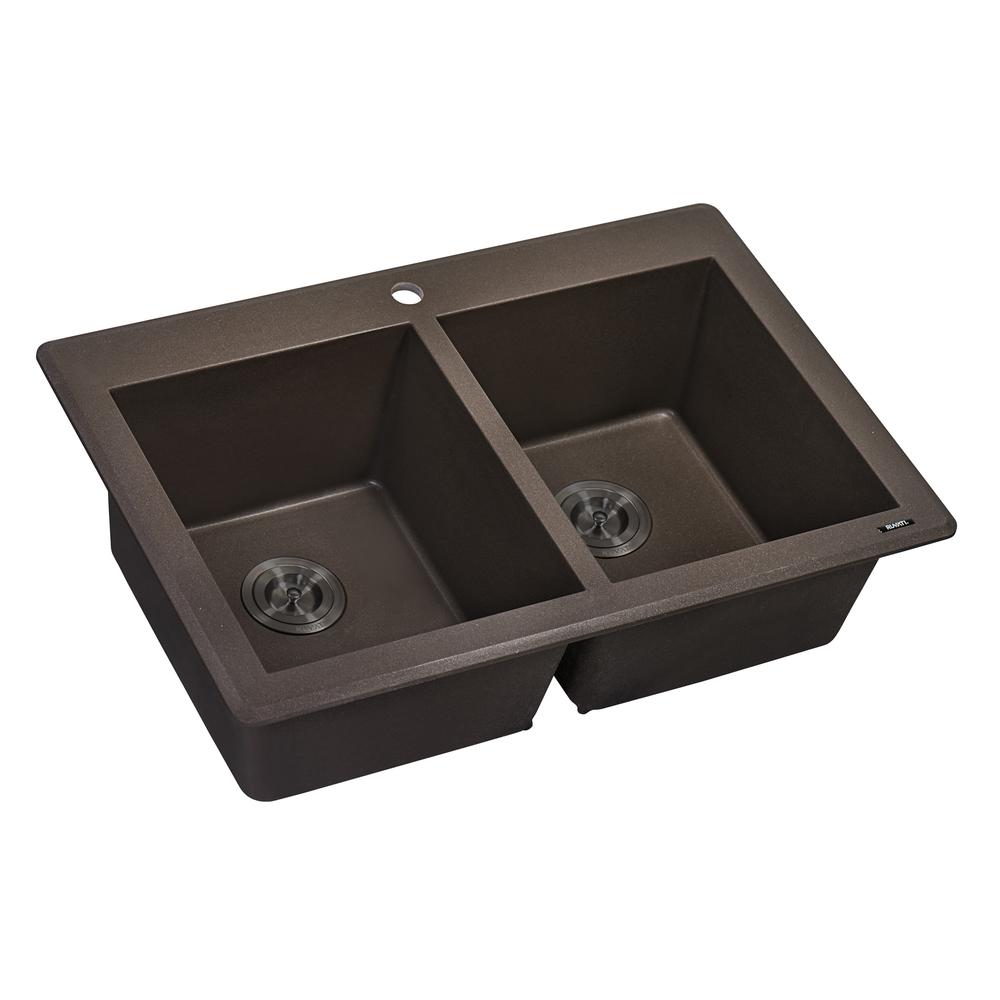 Ruvati 33 x 22 inch epiGranite Dual-Mount Double Bowl Kitchen Sink. Picture 5