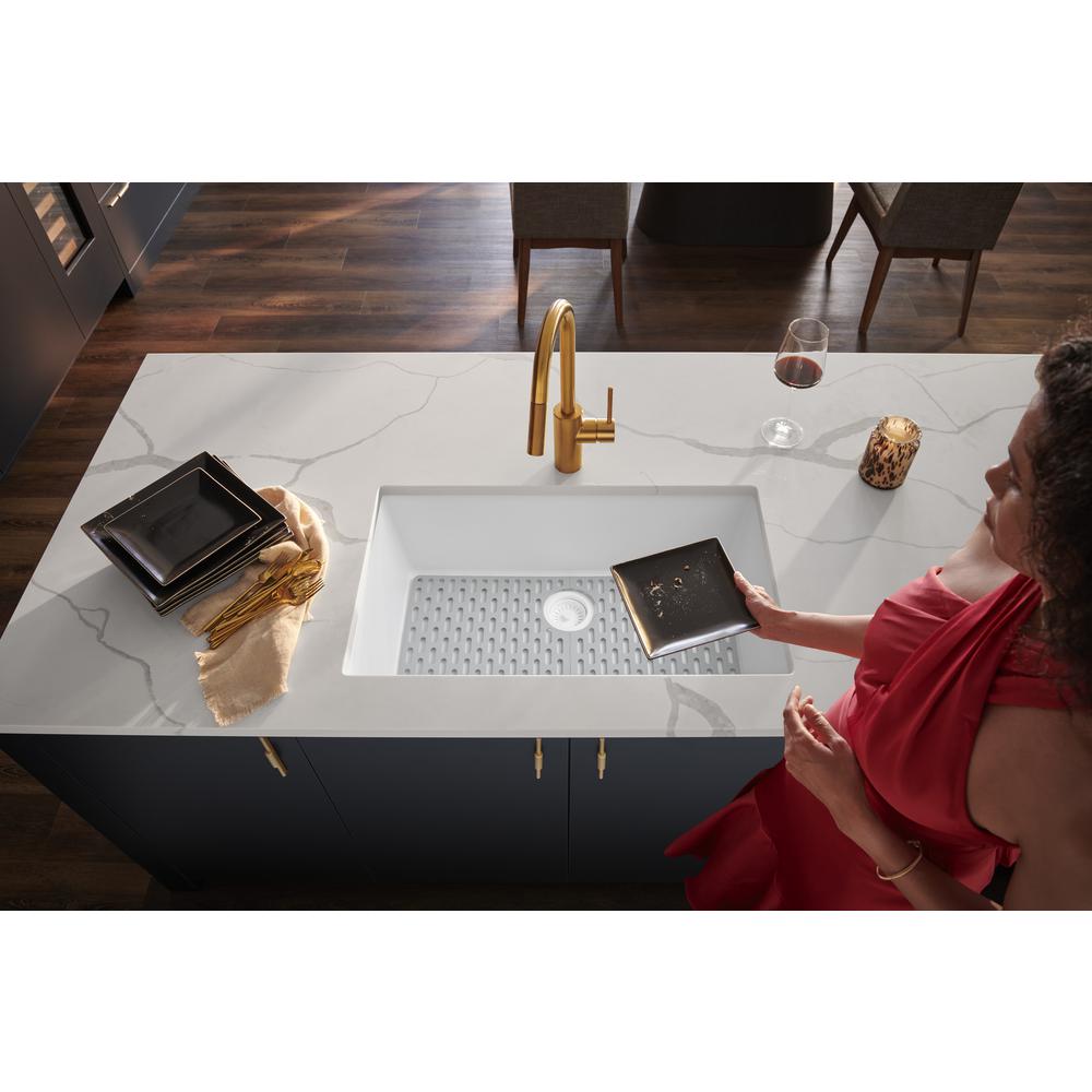 Granite Composite Undermount Single Bowl Kitchen Sink - Arctic White - RVG2030WH. Picture 14