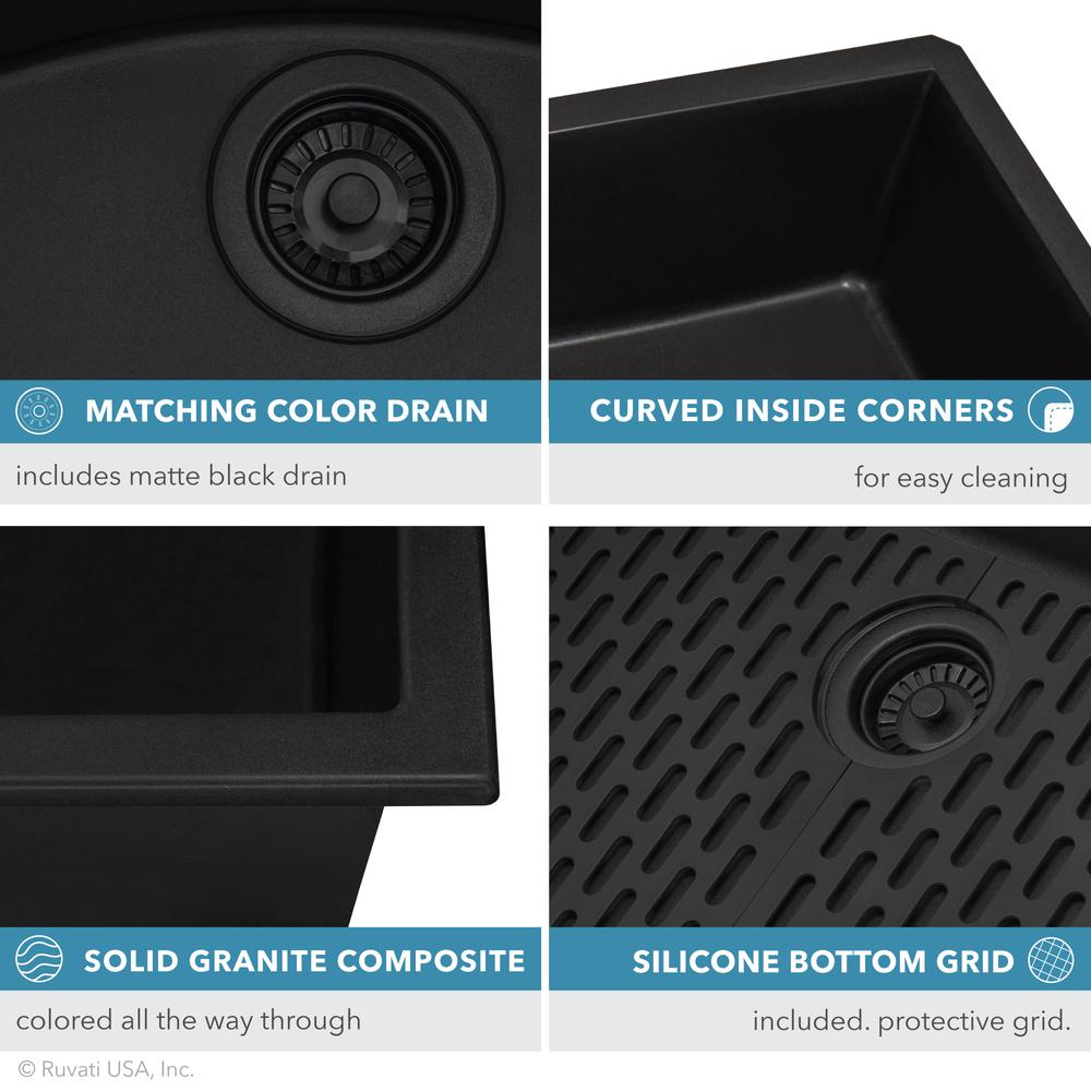 Ruvati 33 x 19 inch Undermount Single Bowl Kitchen Sink. Picture 11