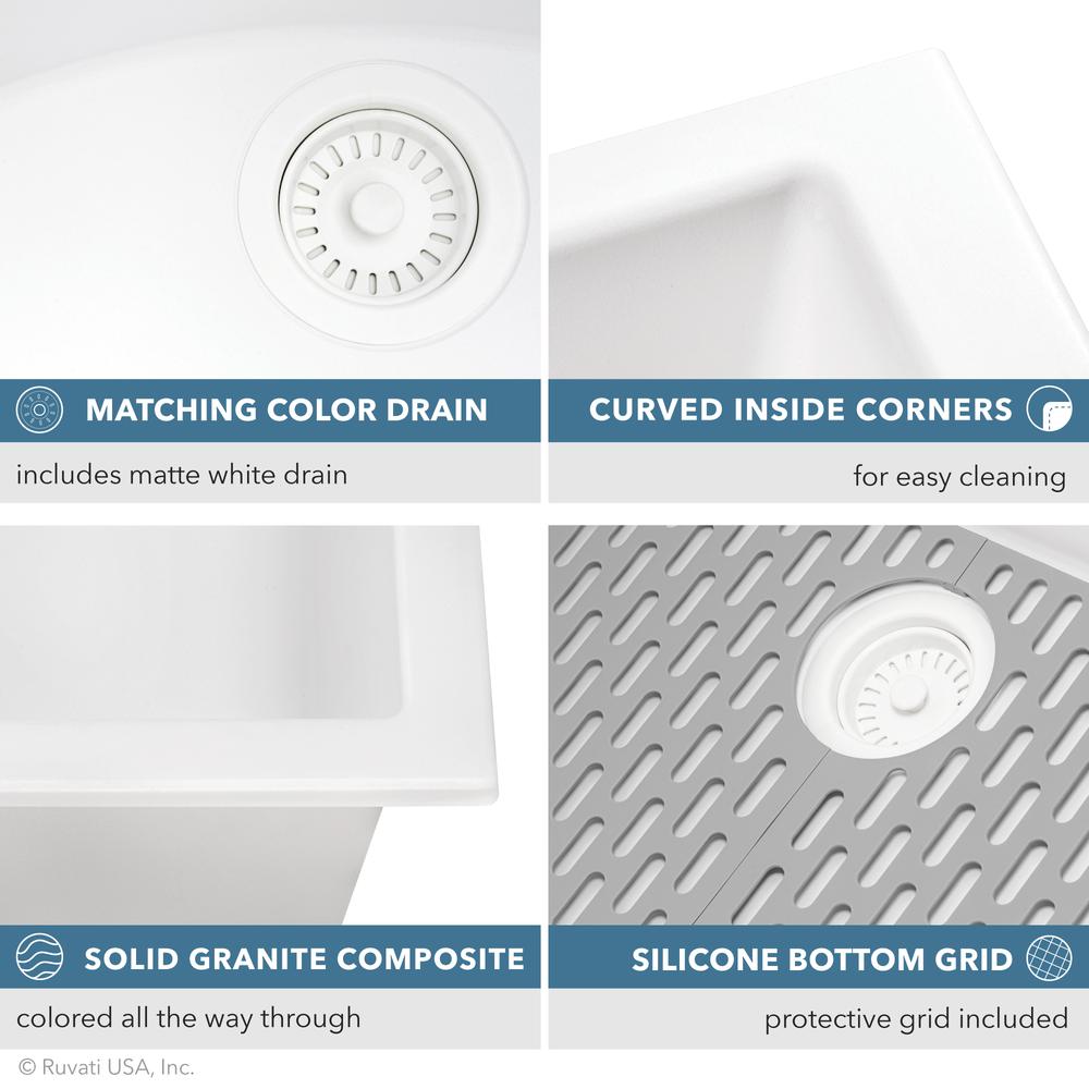 Ruvati 33 x 19 inch Undermount Single Bowl Kitchen Sink. Picture 12