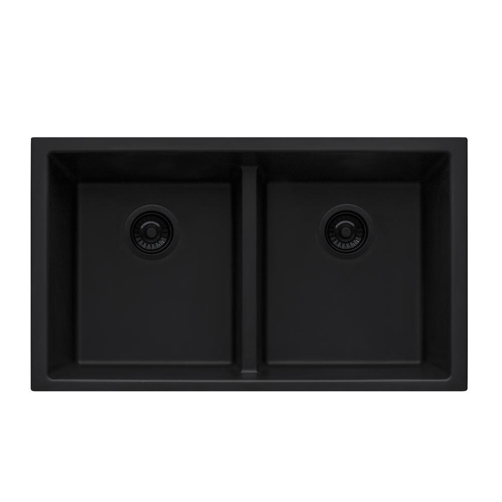 Ruvati 33 x 19 inch Undermount Low Divide Double Bowl Kitchen Sink. Picture 11