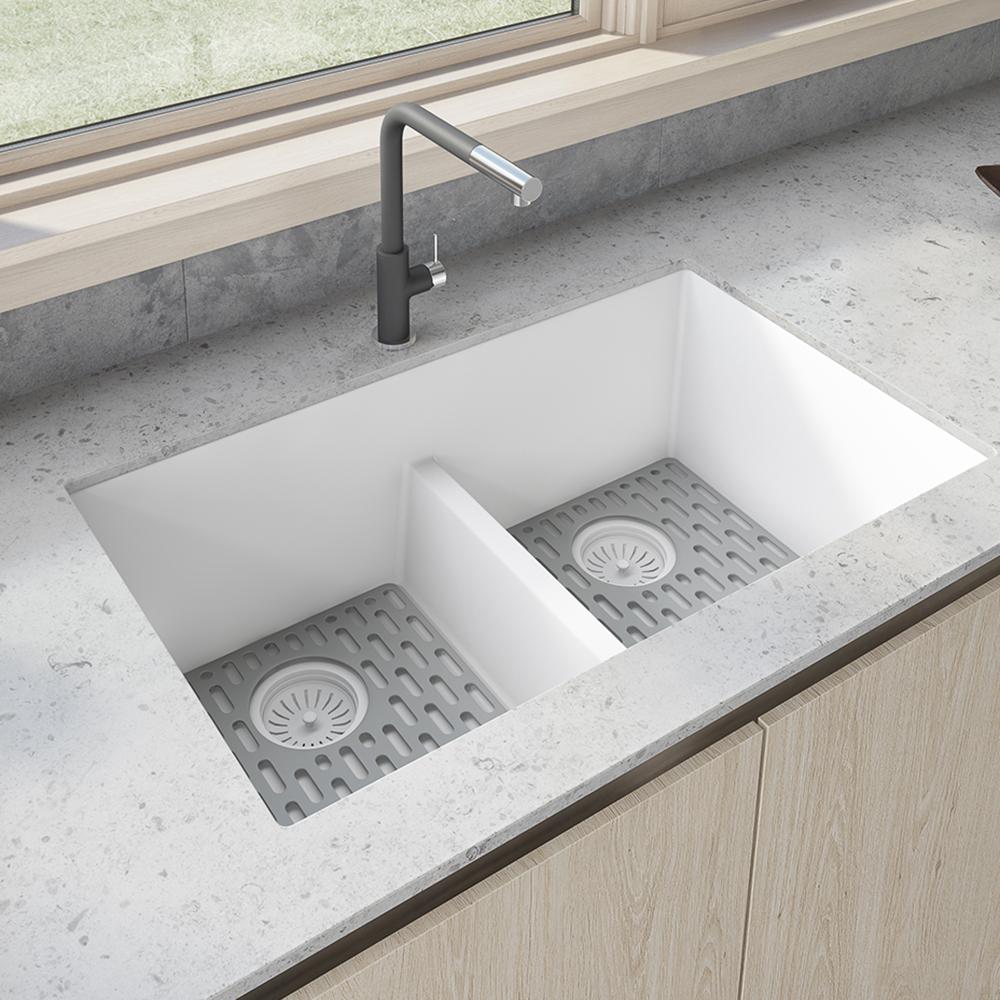 Ruvati 33 x 19 inch Undermount Double Bowl Low Divide Kitchen Sink. Picture 1