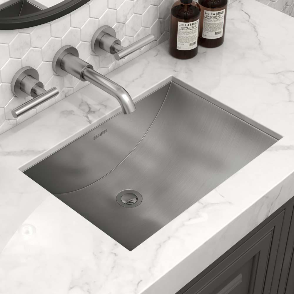 Ruvati 18 x 12 inch Brushed Stainless Steel Rectangular Bathroom Sink Undermount. Picture 1