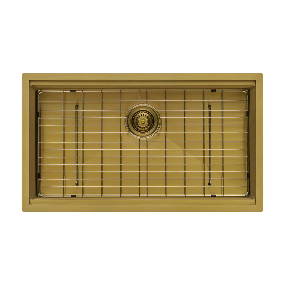 27in Polished Brass Matte Gold Workstation Undermount Kitchen Sink Single Bowl. Picture 11