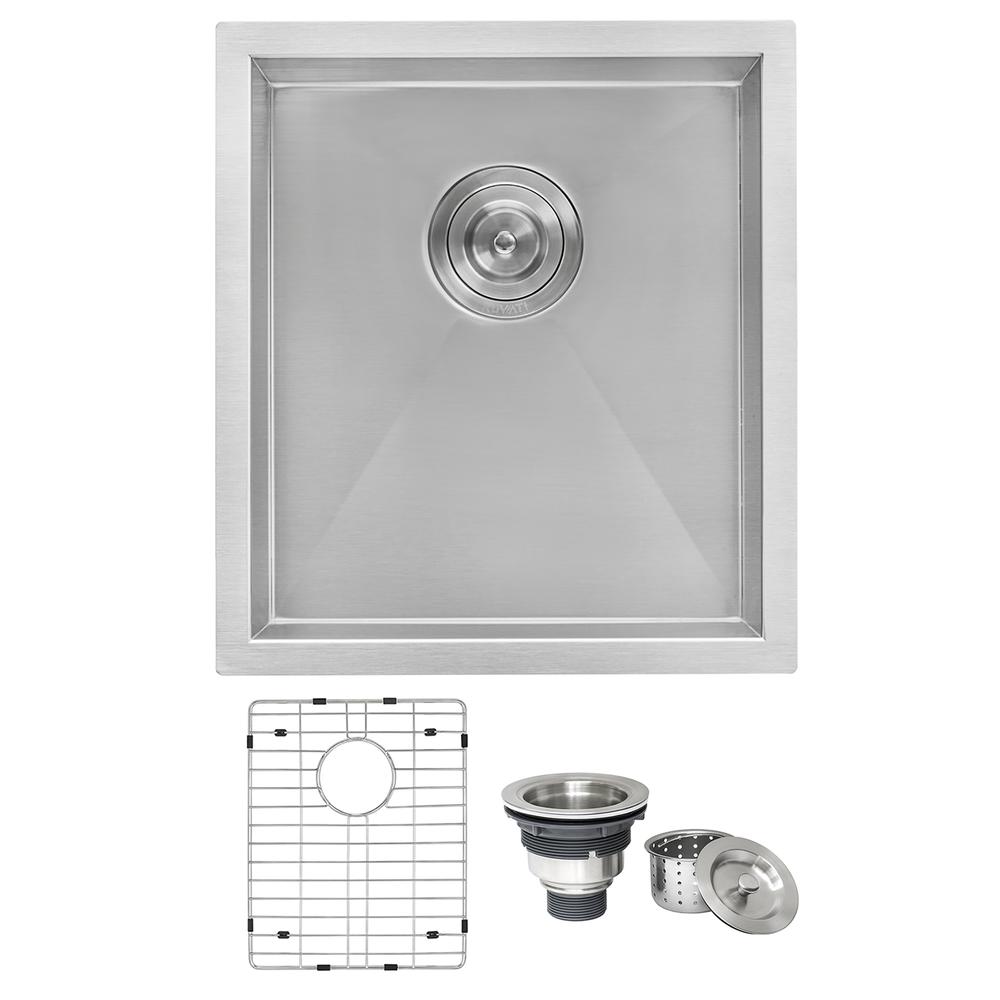 Ruvati 16-inch Undermount 16 Gauge Zero Radius Bar Prep Sink Single Bowl. Picture 1