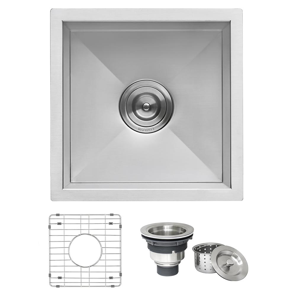Ruvati 13 x 15 in Undermount 16 Gauge Zero Radius Bar Kitchen Sink Single Bowl. Picture 1
