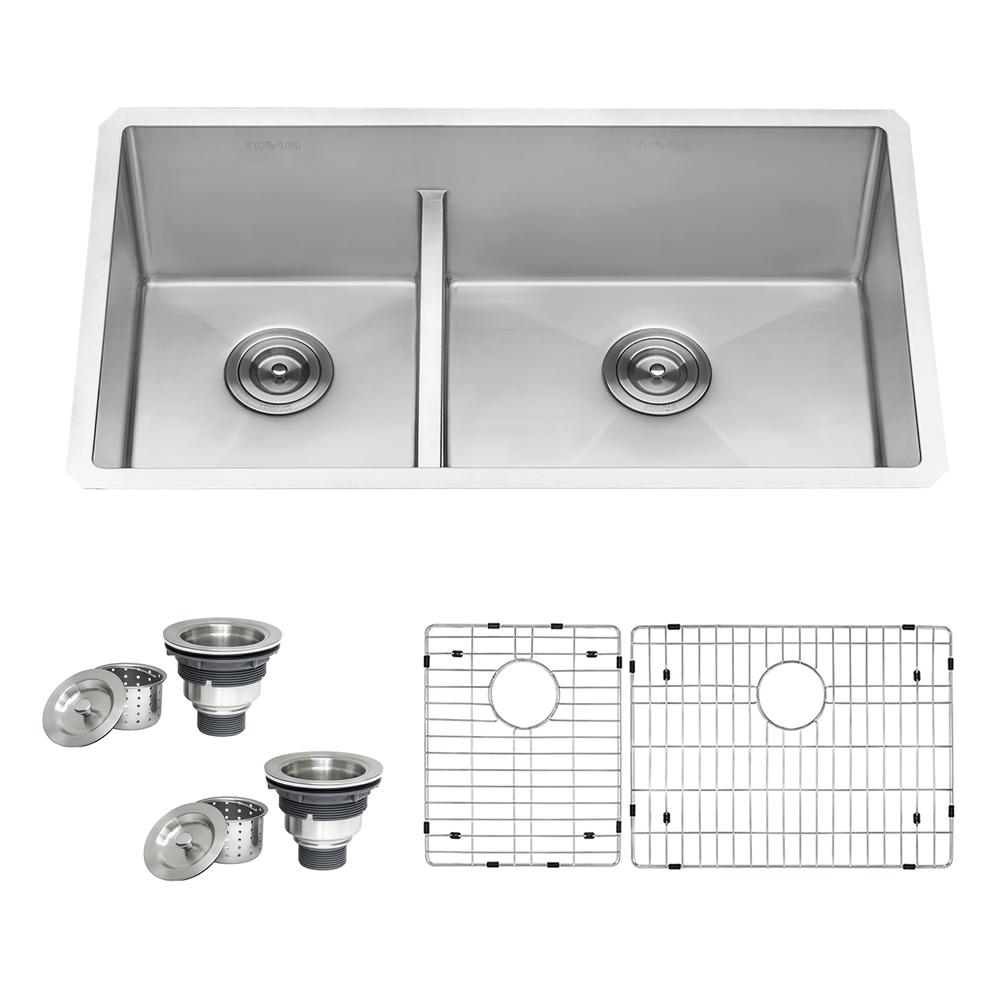 Ruvati 33-inch Low-Divide Undermount Kitchen Sink. Picture 5
