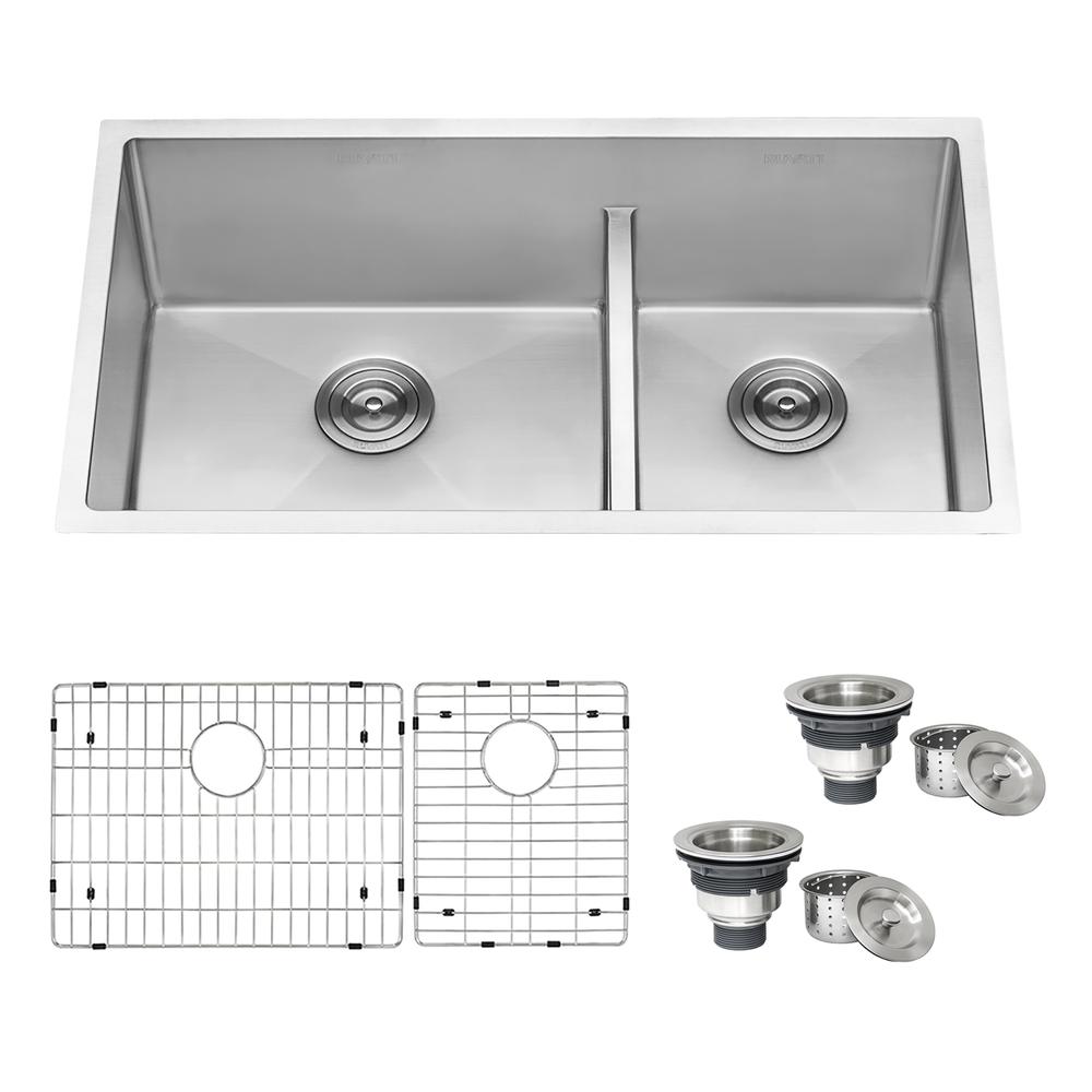 Ruvati 33-inch Low-Divide Undermount Kitchen Sink. Picture 1
