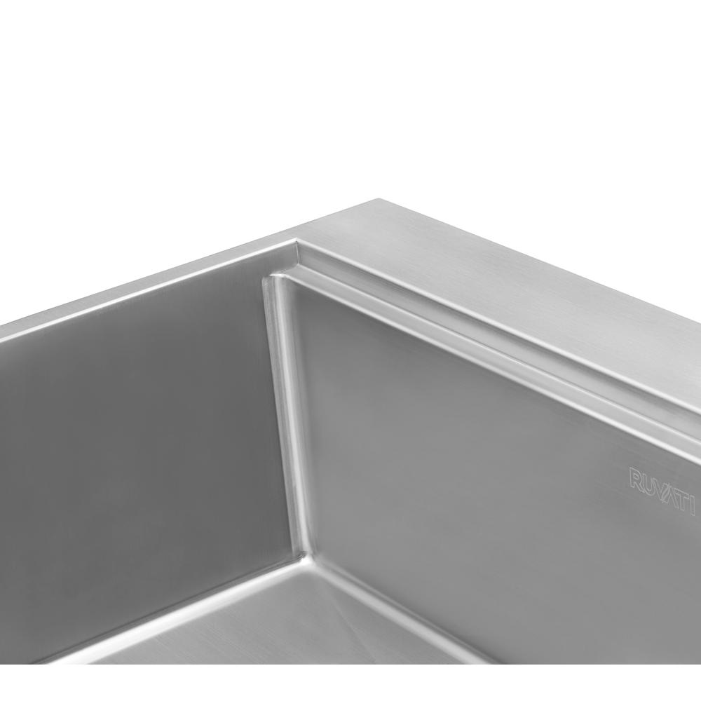 Ruvati 33 x 22 inch 16 Gauge Rounded Corners Kitchen Sink Single Bowl. Picture 8