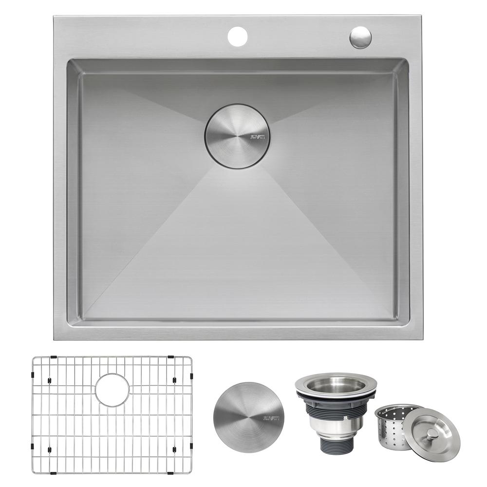 Ruvati 25-in Drop-in Topmount 16 Gauge Rounded Corners Kitchen Sink Single Bowl. Picture 1