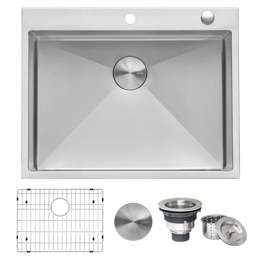 Ruvati 28-in Drop-in Topmount 16 Gauge Rounded Corners Kitchen Sink Single Bowl. Picture 1