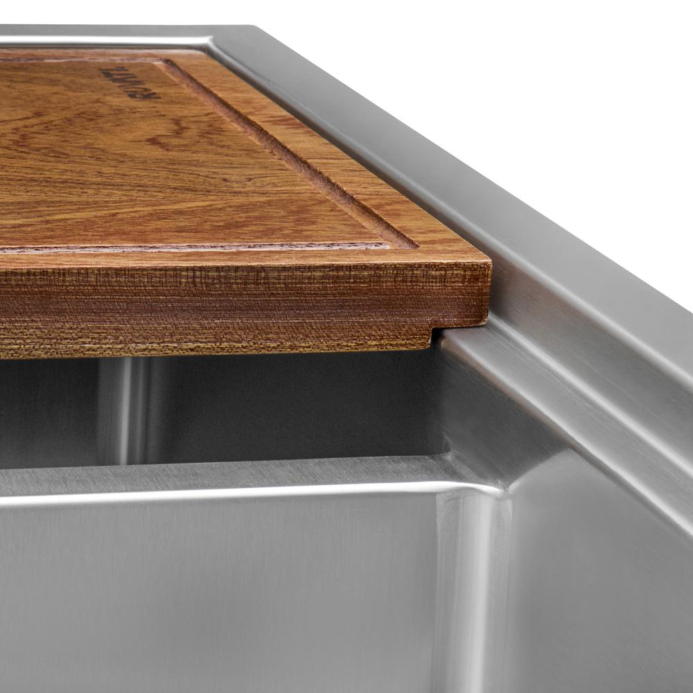 Ruvati 33 x 22 inch Workstation Drop-in 40/60 Double Bowl Topmount Kitchen Sink. Picture 8