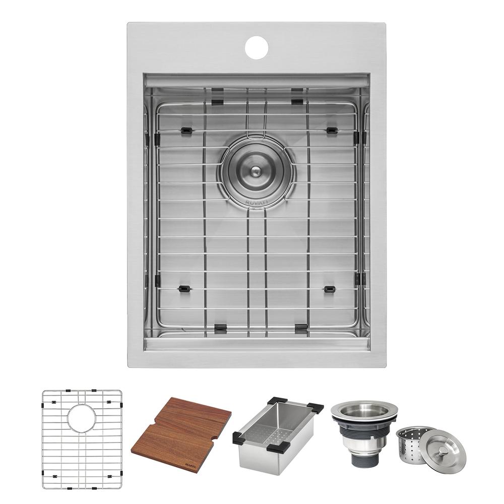 Ruvati 15 x 20 inch Workstation Drop-in Topmount Bar Prep RV Sink 16 Gauge. Picture 24