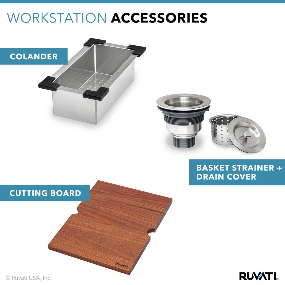 Ruvati 15 x 20 inch Workstation Drop-in Topmount Bar Prep RV Sink 16 Gauge. Picture 15