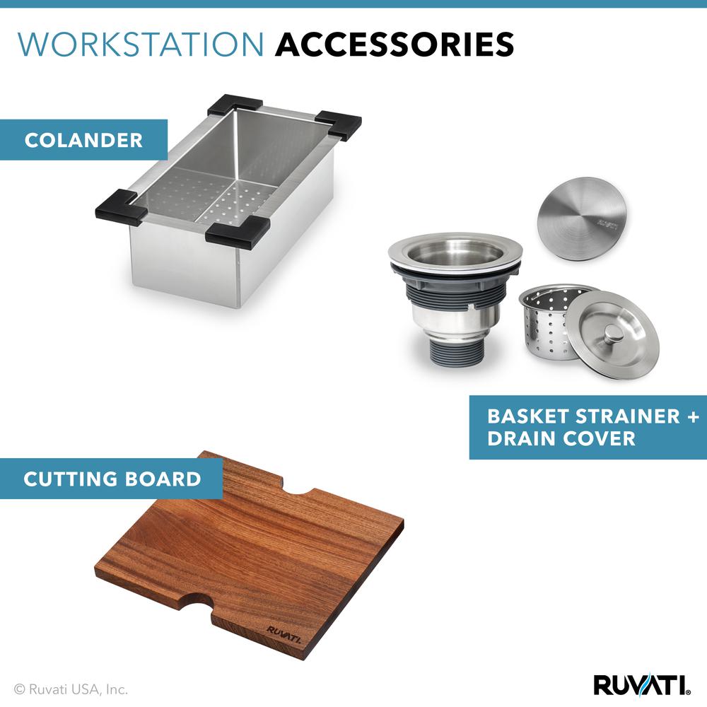Ruvati 15 x 15 inch Workstation Drop-in Topmount Bar Prep RV Sink 16 Gauge. Picture 13