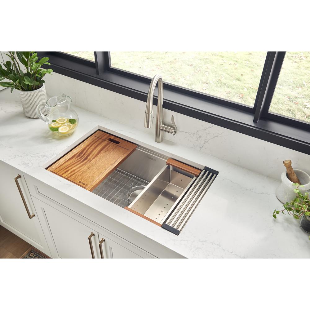 Ruvati 32-inch Workstation Ledge Undermount 16 Gauge Kitchen Sink Single Bowl. Picture 14
