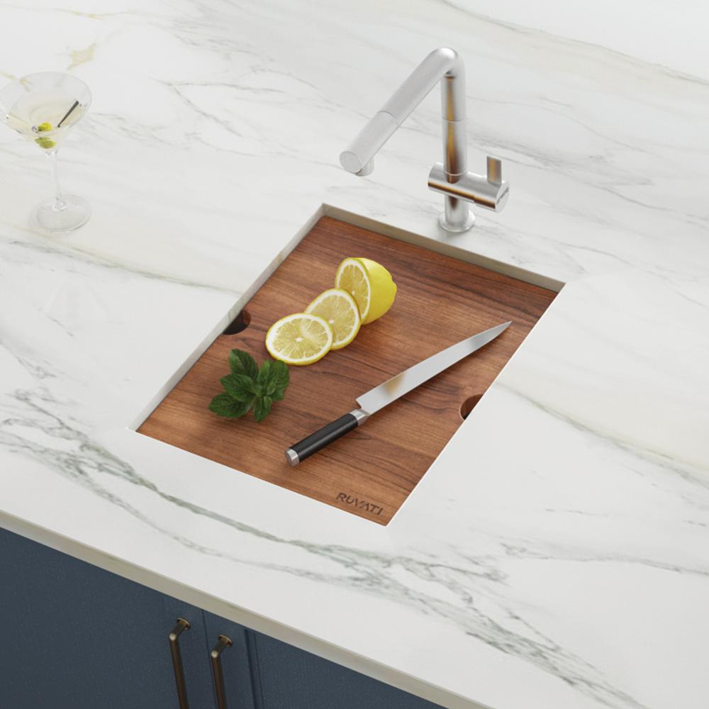 Ruvati 15" Workstation Bar Prep Sink Ledge Undermount 16 Gauge Stainless Steel Single Bowl - RVH8304. Picture 10