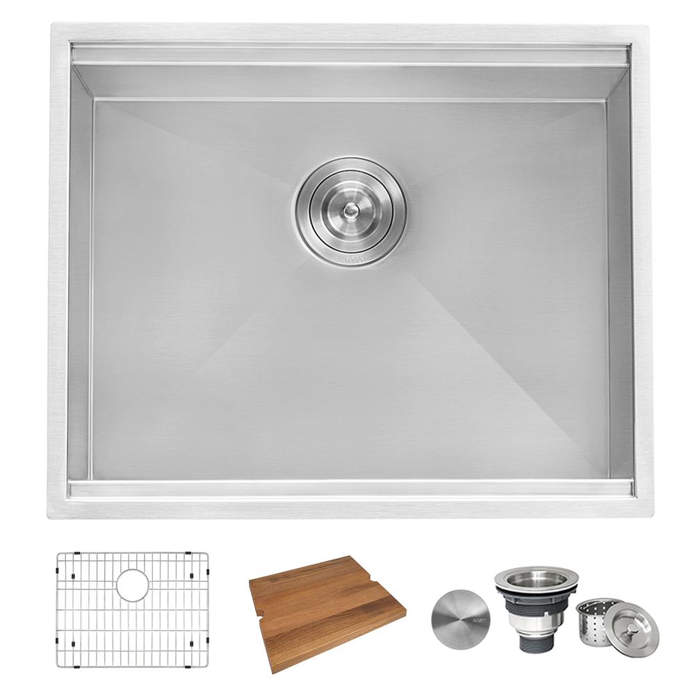 Ruvati 21" Workstation Bar Prep Sink Undermount 16 Gauge Ledge Single Bowl. Picture 7