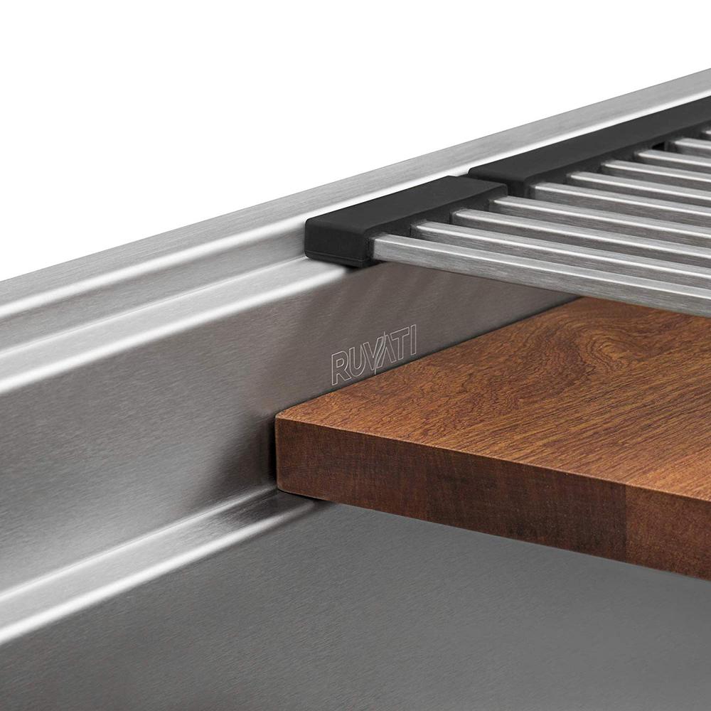 Ruvati 45-inch Workstation Two-Tiered Ledge Kitchen Sink Undermount 16 Gauge. Picture 17