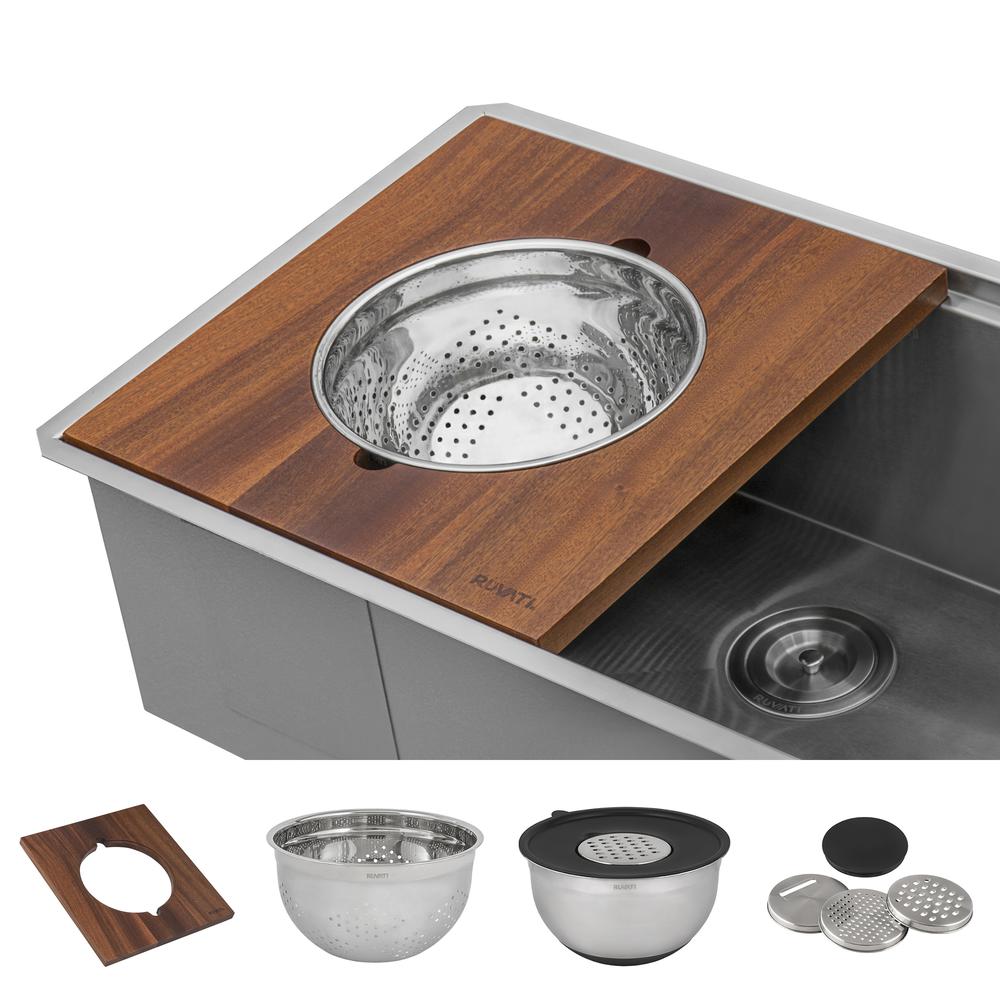 Ruvati 45-inch Workstation Two-Tiered Ledge Kitchen Sink Undermount 16 Gauge. Picture 18