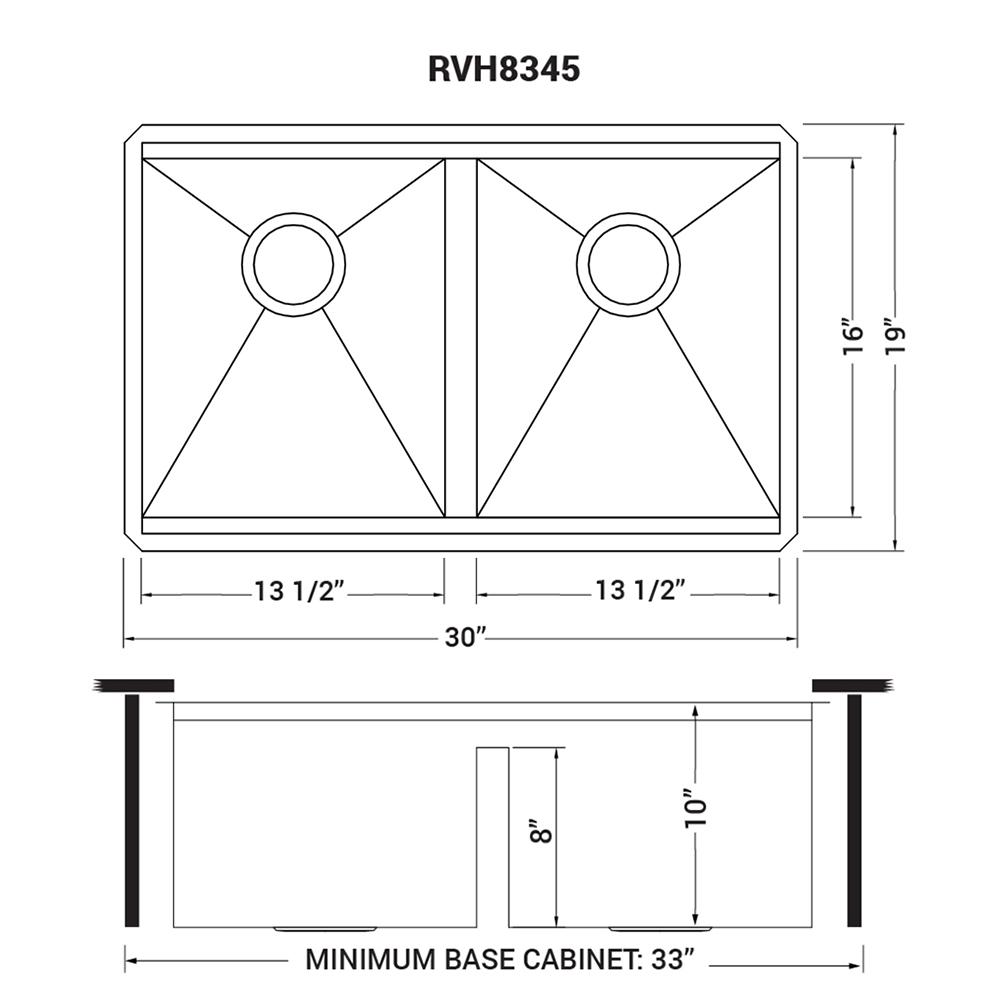 Ruvati 30in Workstation Ledge 50/50 Double Bowl Undermount 16 Gauge Kitchen Sink. Picture 12