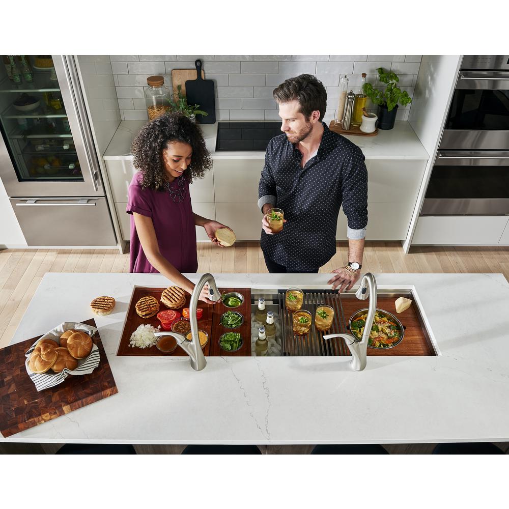 Ruvati 57-inch Workstation Two-Tiered Ledge Kitchen Sink Undermount 16 Gauge. Picture 20