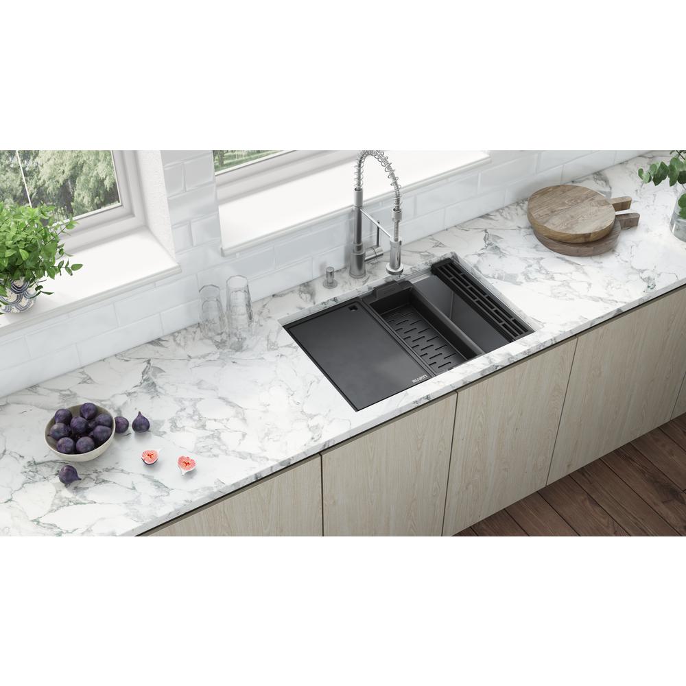 Ruvati 27-inch Slope Bottom Offset Drain Undermount 16 Gauge Kitchen Sink. Picture 22