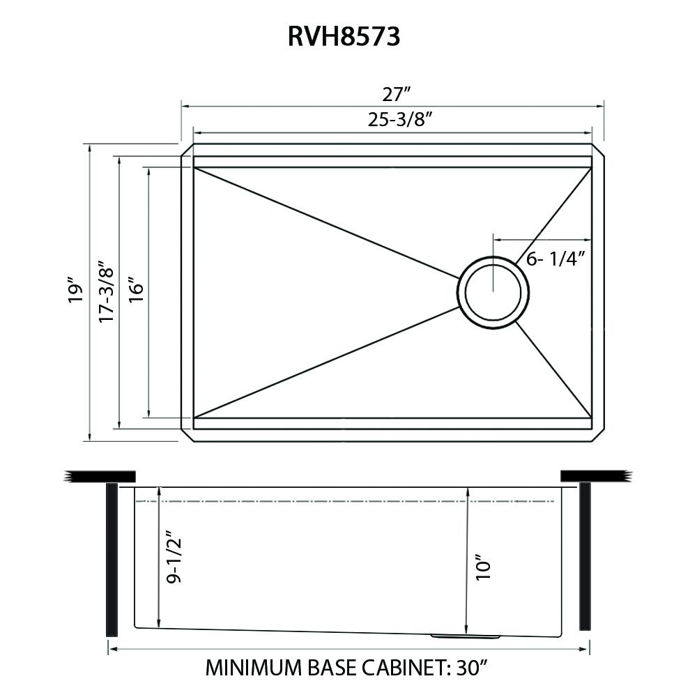 Ruvati 27-inch Slope Bottom Offset Drain Undermount 16 Gauge Kitchen Sink. Picture 18