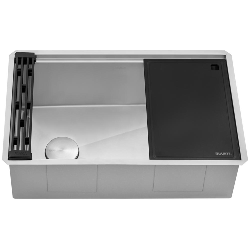 Ruvati 30-inch Slope Bottom Offset Drain Undermount 16 Gauge Kitchen Sink. Picture 4