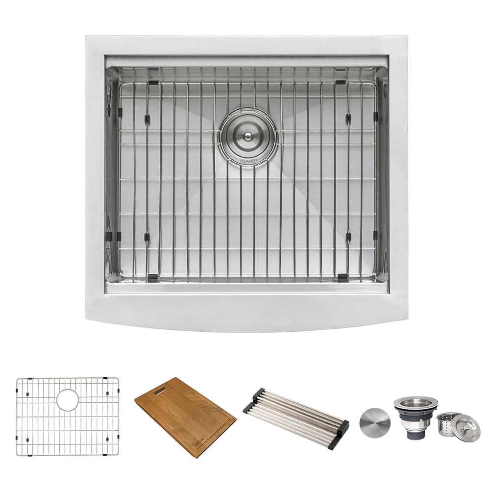 Ruvati 24-inch Apron-front Workstation Kitchen Sink 16 Gauge Single Bowl. Picture 7