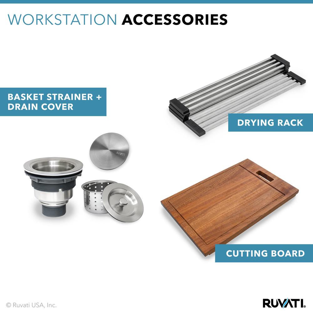 Ruvati 24-inch Apron-front Workstation Kitchen Sink 16 Gauge Single Bowl. Picture 18