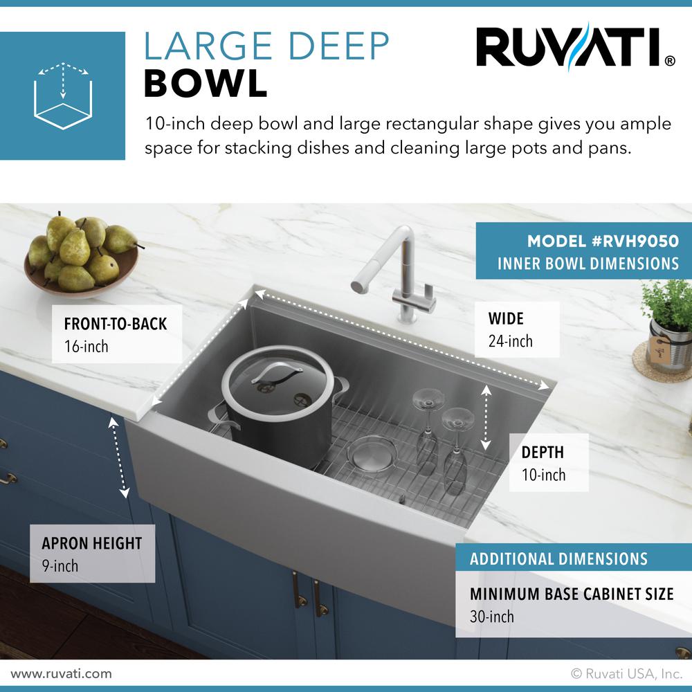 Ruvati 27-inch Apron-front Workstation Kitchen Sink 16 Gauge Single Bowl. Picture 18