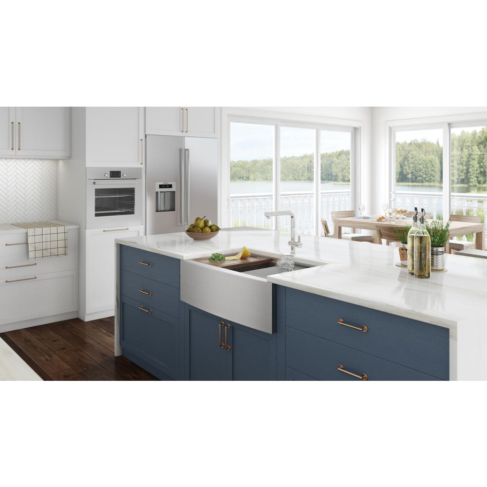 Ruvati 33-in Apron-front Workstation Farmhouse Kitchen Sink 16 Gauge Single Bowl. Picture 20