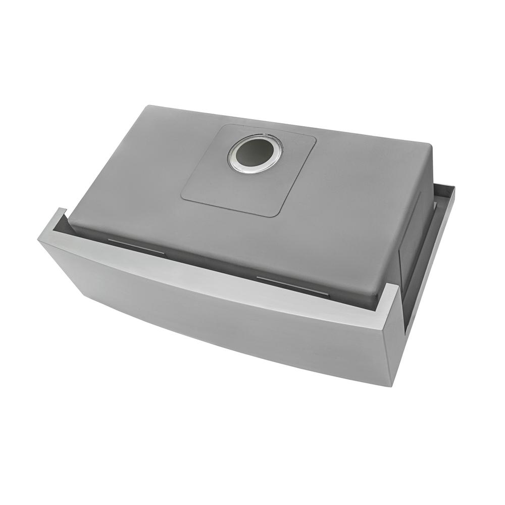 Ruvati 33-in Apron-front Workstation Farmhouse Kitchen Sink 16 Gauge Single Bowl. Picture 4