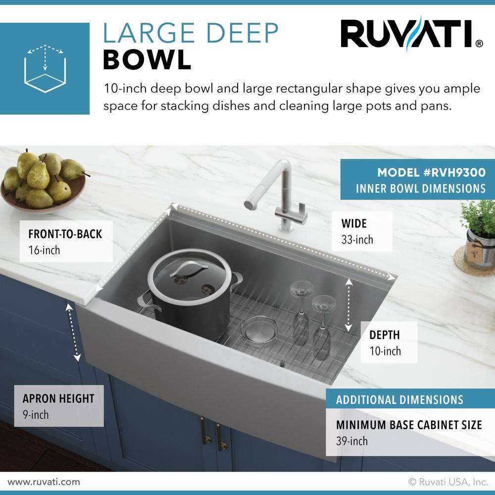 Ruvati 36-in Apron-front Workstation Farmhouse Kitchen Sink 16 Gauge Single Bowl. Picture 16